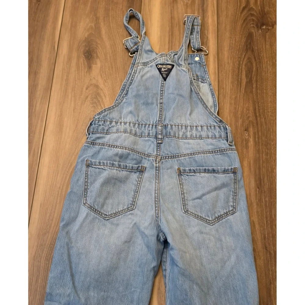 OshKosh B'gosh Denim Overalls Youth Size 7 Blue Distressed
